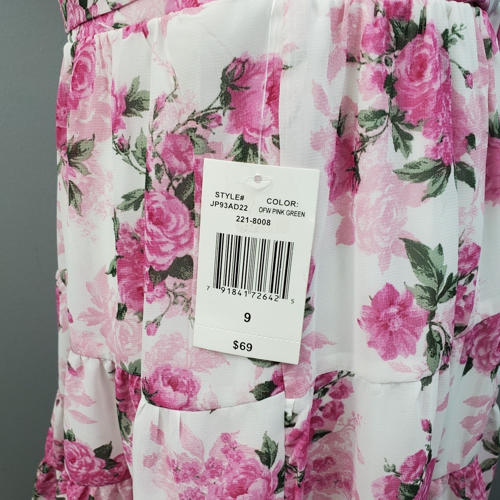 B. Smart Mini Dress Womens 9 Multi Floral Tie Back Puff Sleeve Sweetheart Neck - Picture 4 of 14